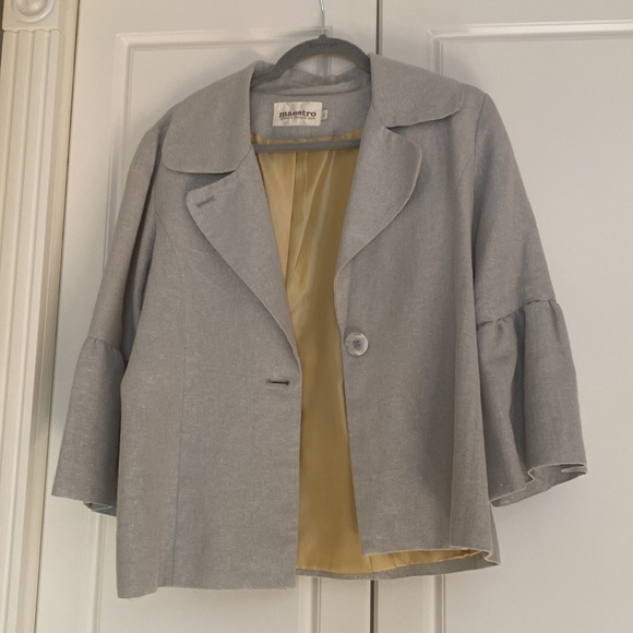 WOMEN’S ONE BUTTON JACKET WITH 3/4 SLEEVES Sz L by MAESTRO. - Picture 14 of 14